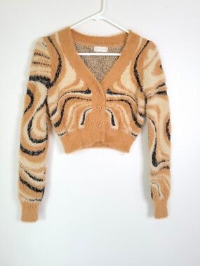 Altar'd State Cropped Fuzzy Sweater Cardigan